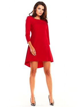 Awama Awama Sukienka codzienna A663 Czerwony Basic Fit