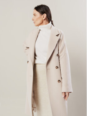 BEIGE BEIGE Płaszcz wełniany FLORENCE Beżowy Regular Fit