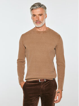 BIG STAR BIG STAR Sweter KIRK Brązowy Basic Fit