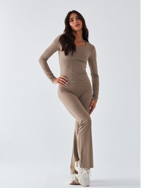 BeShaped BeShaped Legginsy Dzwony - Morning Dew Beżowy Shaping Fit