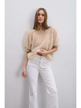 Fobya Fobya Sweter F2109 Beżowy Basic Fit