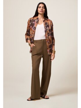 Oltre Oltre Pantaloni di tessuto P078R208668N022 Verde Baggy Fit