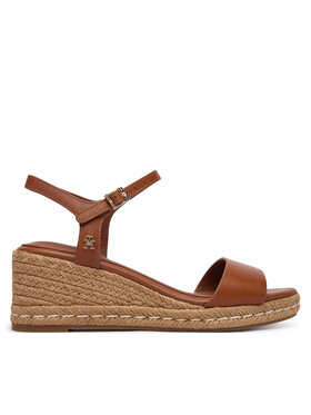 Tommy Hilfiger Tommy Hilfiger Espadryle Th Monogram Leather Wedge Espadrilles FW0FW09340 Brązowy