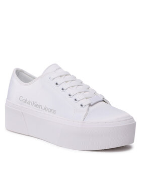 Calvin Klein Jeans Calvin Klein Jeans Snīkeri Flatform + Cupsole Satin YW0YW00917 Balts