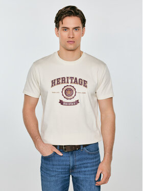 BIG STAR BIG STAR T-Shirt FEREN Kremowy Basic Fit