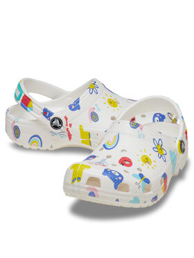 Crocs Natikači Classic Doodle Print Clog K 210356 Bela