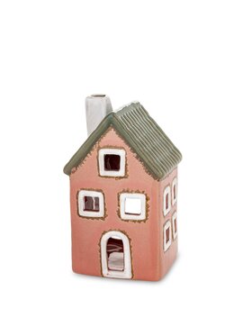 MIAhome MIAhome Lampion Ceramiczny domek GILLI-3 na tea-lighty Czerwony