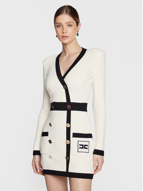 Elisabetta Franchi Elisabetta Franchi Sukienka dzianinowa AM-69Q-31E2-V670 Écru Slim Fit