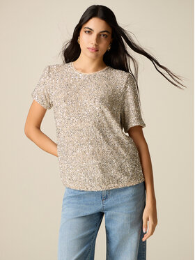 Oltre Oltre T-Shirt G038J004397N002 Złoty Regular Fit