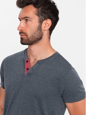Ombre Ombre T-Shirt OM-TSCT-0155 Tmavomodrá Regular Fit