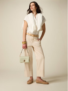 Oltre Oltre Pantaloni di tessuto P007R008931N002 Crema Baggy Fit