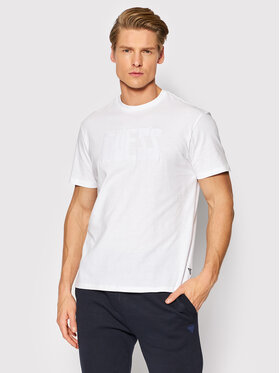 Guess Guess Marškinėliai Velvet Applique Logo MBRI25 KAVR5 Balta Regular Fit