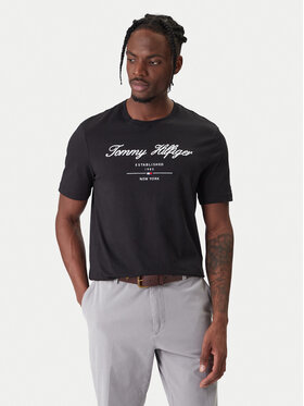 Tommy Hilfiger Tommy Hilfiger T-Shirt Script Logo MW0MW33691 Czarny Regular Fit