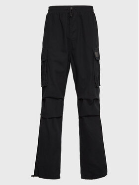 Karl Kani Karl Kani Medžiaginės kelnės Rubber Signeture 6002520 Juoda Relaxed Fit
