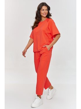 Makadamia Makadamia Dres m865 Koralowy Relaxed Fit