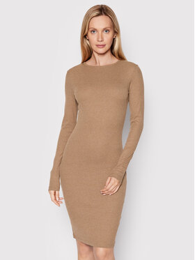 Urban Classics Urban Classics Ежедневна рокля Rib TB1340 Кафяв Slim Fit