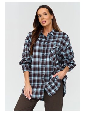 Makadamia Makadamia Koszula C84 Niebieski Loose Fit