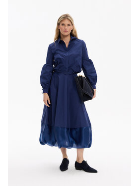 Deni Cler Milano Deni Cler Milano Spódnica midi W-DC-7063-F5-F4-58-1 Granatowy A-Line Fit