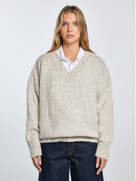 BIG STAR BIG STAR Sweter VIOLINA Beżowy Oversize