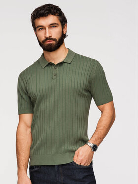 Ombre Ombre Polo OM-POSS-0169 Zielony ciemny Slim Fit