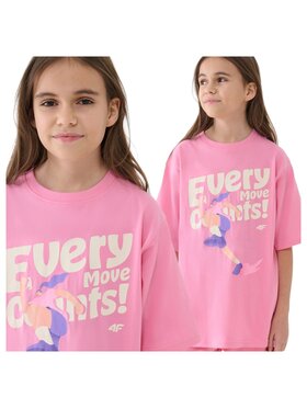 4F 4F T-Shirt 4FJASAW24TTSHF2592-54S Różowy Oversize