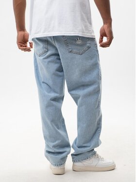 Jigga Wear Jigga Wear Jeansy Spodnie Jeansowe Baggy Męskie Sprane Jasne Niebieskie Jigga Wear Crown L Niebieski Baggy Fit
