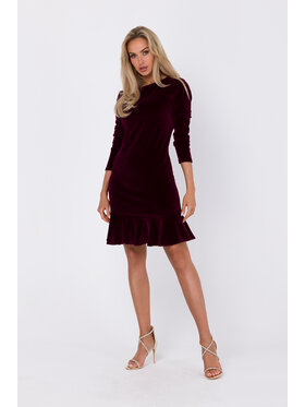 Made of Emotion Made of Emotion Koktejlové šaty M765 Bordová Modern Fit
