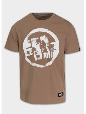 PITBULL PITBULL T-Shirt Koszulka męska LOGO PALMS S Brązowy Regular Fit