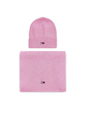Tommy Hilfiger Tommy Hilfiger Šalles un cepures komplekts Tjw Flag Beanie And Scarf AW0AW15482 Rozā