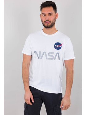 Alpha Industries Alpha Industries T-Shirt Alpha Industries NASA Reflective T WHite Biały Basic Fit
