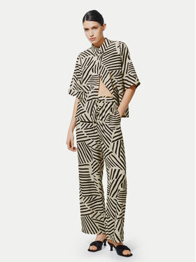 Vila Vila Штани з тканини Sasja 14102834 Бежевий Loose Fit