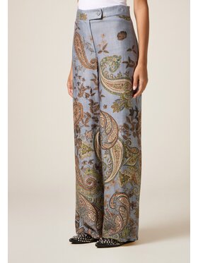 Oltre Oltre Spodnie materiałowe P00IR009178N0Z4 Turkusowy Regular Fit