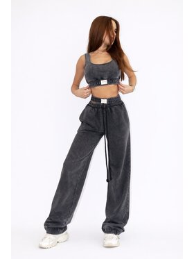 MissDenim MissDenim Spodnie dresowe Double Belt Sweatpants Czarny Oversize