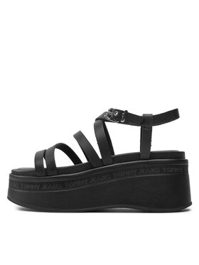 Tommy Jeans Sandale Tjw Strappy Wedge Sandal EN0EN02516 Crna