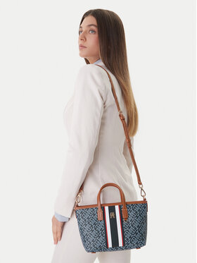 Tommy Hilfiger Tommy Hilfiger Ročna torba Th Monoplay Mini Tote Stripe Le AW0AW18389 Modra