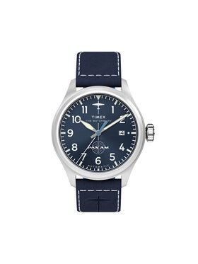 Timex Timex Ročna ura Timex x Pan Am® Waterbury Ace  TW2Y38800 Mornarsko modra