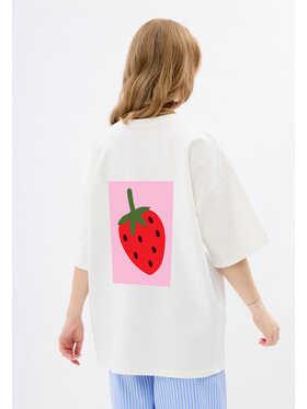 Mirons Mirons T-Shirt Print Biały Oversize