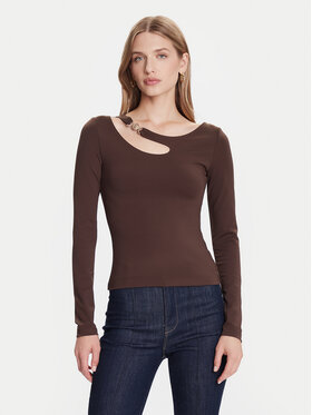 Guess Guess Блуза W5BP18 KC7M2 Кафяв Slim Fit