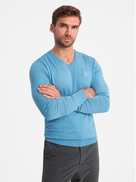 Ombre Ombre Sweter OM-SWBS-0107 Niebieski Regular Fit