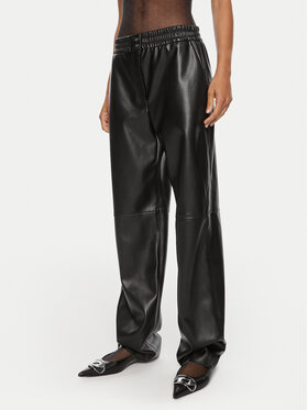 HUGO Hugo Spodnie z imitacji skóry Halmara-1 50516876 Czarny Relaxed Fit