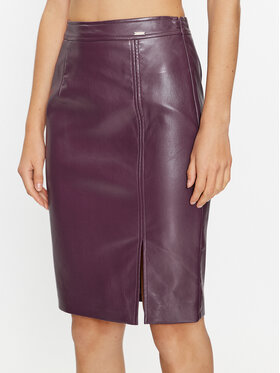 Guess Guess Sukňa z imitácie kože Giorgia W3BD0A WF8P0 Bordová Slim Fit