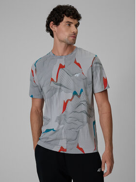 4F 4F T-Shirt NIGHT RUN Szary jasny Regular Fit
