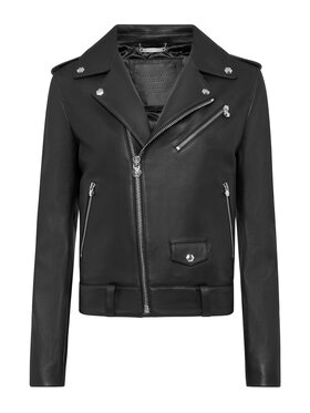 PHILIPP PLEIN PHILIPP PLEIN Kožená bunda 187 Čierna Slim Fit