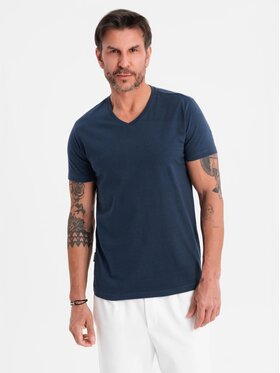 Ombre Ombre T-Shirt OM-TSBS-0237 Tmavomodrá Regular Fit