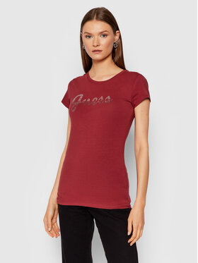 Guess Guess T-Shirt Split Script Logo W1BI22 KAKZ1 Bordó Slim Fit
