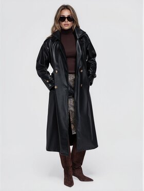 Ombre Ombre Płaszcz przejściowy OW-CT-E0042 Czarny Relaxed Fit