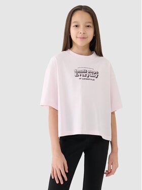 4F 4F T-Shirt 4FJRSS25TTSHF2587-12S Biały Cropped Fit