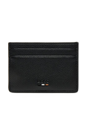 BOSS BOSS Etui na karty kredytowe Grained faux-leather card holder with signature details 50536513 Czarny