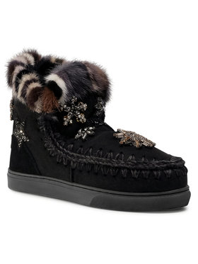 Mou Mou Pantofi Eskimo Sneaker Star Patch&Mink FW111006A Negru
