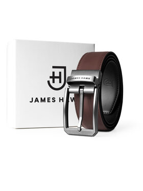 James Hawk James Hawk Pasek Męski Męski skórzany pasek dwustronny Czarny